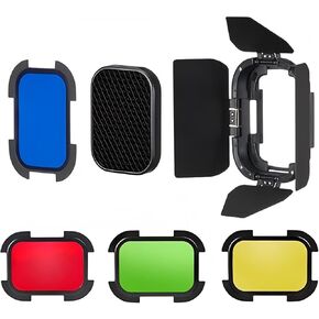Godox BD-07 II Barndoor with Detachable Honeycomb Grid and 4 Color Filters Compatible for AD200 Pro II AD200ProII AD200ProII Camera Flash(Upgraded Version of Godox BD-07)