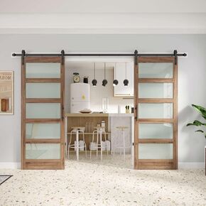 Fredbeck Double 36X84 Glass Barn Door (72X84 barn Door with Hardware kit inlcuded