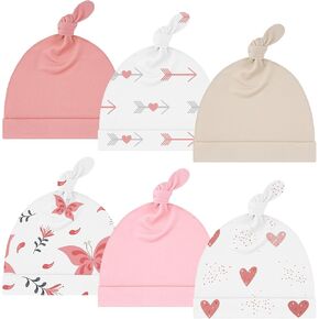 Yoofoss 6 Pack Baby Newborn Hats, Soft & Stretchy Knot Beanie Hats for Infant, Baby Caps 0-6 Months for Boys, Girls