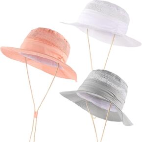 3 Pack Baby Sun Hats, UPF 50+ Summer Beach Protection Hats Wide Brim Sun Cap for Toddler Baby Boys Girls(6-24months)