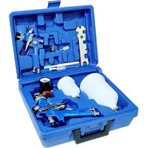 HVLP Air Gravity Spray Gun Set, Aflybltol 2 Pcs Sprayer Paint Gun Kit，1.4mm 600ml&0.8mm 125ml Automotive Paint Gun with Locking Air Pressure Regulator Gauge Paint Sprayer Gun for Car Painting
