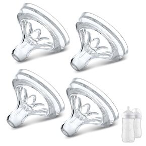 4 Packs Silicone Bottle Nipples Compatible with Philips Avent Natural Bottle, Replacement Bottle Nipple BPA-Free, No Spill, Anti-Colic, 6+ Month (Flow 5)