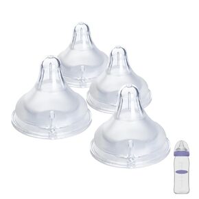 4 Count Bottle Nipples Compatible with Lansinoh NaturalWave Bottle, Soft and Durable Silicone Bottle Nipples, BPA-Free Replacement Bottle Nipple L