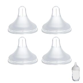 4-Pack Bottle Nipples Compatible with Gulicola Natural Glass Bottle, Soft Silicone Nipples (S, Slow Flow)