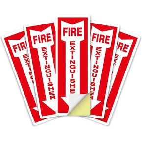 OLANZU Pack of 50 Fire Extinguisher Stickers 4"x 12"- 5 Mil Vinyl - Fire Extinguisher Signs with Arrow- Durable Self Adhesive, Weatherproof and UV Protected-Ideal for Office, Home and Outdoor places