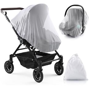 Net Mosquito Baby Net for Stroller - ترقية العربات الغطاء الصافي للبعوض - شبكة سرير متينة للمسلسلات ، والهود ، والعبوات ، ومسرحيات حزمة N و Crib المصغرة المحمولة مع حقيبة تخزين واحدة (أبيض ， 1)