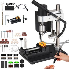 Mini Drill Press,Benchtop Drill Press with 7-Speed CNC 795 Motor,flexible Soft Shaft Function,JTO Chuck for Precision Drilling in Metal,Wood,Jewelry,and Crafts