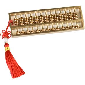 Brass Mini Abacus, Copper Decoration, Chinese Calculator Math Tool for Kids Adults, Gold (09-2)