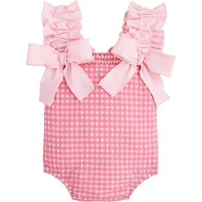 Mud Pie Baby Girl's Children's Pink Crinkle Check 1Pc 9-12M