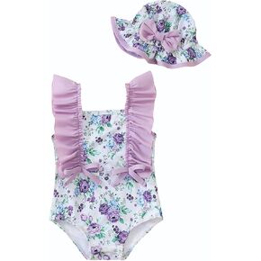 Newborn Baby Girl Swimsuit Toddler Bathing Suit One Piece Ruffle Short Sleeve Baby Swim Suit Infant Swimwear