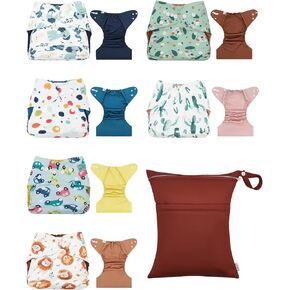ALVABABY 6 pcs Baby Cloth Diaper Covers with One Wet Bag, Swim Diaper,Nappy Shell Baby Girls and Boys 6CDC05A