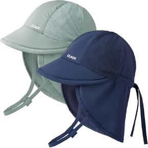 2 Pack Baby Sun Hat with Breathable Mesh,UPF50+ Quick Drying Unisex Baby Toddler Sun Hat for Summer Outdoor Beach