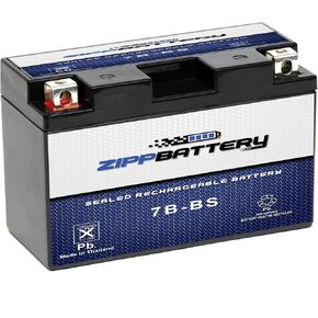 Zipp Battery YTX7A-BS Maintenance Free Replacement Battery for ATV, Motorcycle, and Scooter: 12 Volts, .7 Amps, 6Ah, Nut and Bolt (T3) Terminal