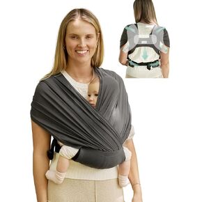 GROWNSY Comfy-Air Breathable Baby Carrier Newborn, 2-in-1 Mesh Baby Wraps Carrier for 7-35lbs, T-Webbing Zone Support, Ergonomic and Lightweight, Dark Grey