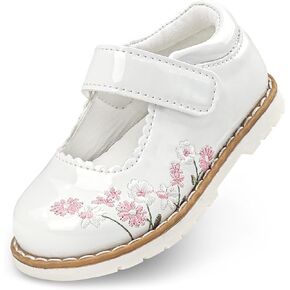 Baby Mary Jane Shoes Flower Infant Newborn Walking Dress Shoes for Wedding Party(Infant/Toddler)