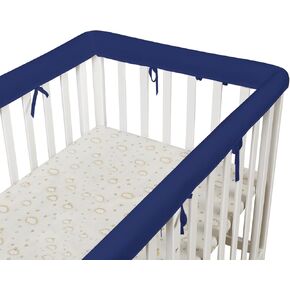 3 in 1 Crib Rail Covers for Teething,Soft Breathable Mesh Liner Anti-Collision Strip Corner Cover, Crib Teething Cover, Rail Edge Protector Strip（2025 New） (White)
