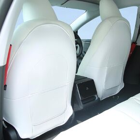 Seat Back Protector for Tesla Model Y 3 S X,Backseat Cover for Kids in Car for Tesla,Leather Seat Back Kick Protector with Organizer Strap,Waterproof,Scratch-Resistant,Easy Clean (Set of 2)