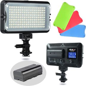 Viltrox VL-162T CRI95+ مصباح فيديو LED ، لوحة مصباح صورة محمولة محمولة قابلة للكاميرا لكاميرا كاميرا DSLR مع بطارية وشاحن وسطوع عالي ، 3300K-5600K-بلون ثنائي ، مرشح أبيض وشاشة LCD