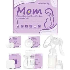 Breastfeeding Essentials Kit for Nursing Moms - Manual Breast Pump, Nipple Shields, Milk Collectors, Breastmilk Storage Bags, Soothing Gel Pads for Breastfeeding Newborn Relief for Sore Nipples 37 Pcs