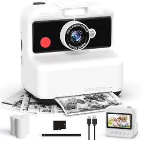 Kids Camera Instant Print, 3.0 Inch Screen Kids Instant Cameras Print Photos, 48MP/2.5K UHD Digital Camera with Print Paper, Christmas Birthday Gifts for Girls Boys Age 3-12 (Black)