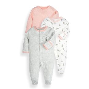 Baby Footie Bodysuits with Mittens - 3 Pack Infant Girls Boys Footie Rompers