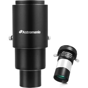 Astromania 1.25" 2X Barlow Lens MultiCoated Metal with M42x0.75 Thread - Bundle with - 1.25" Extendable Camera Adapter