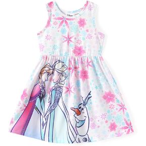 Disney Princess Frozen Elsa Minnie Mouse Girls Dress Sleeveless Casual Summer Outfit School Holiday Clothes Baby-Toddler
