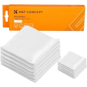 K&F Concept 10 Pack Microfiber Cleaning Cloths，Washable Reusable 6x6in Vacuum Wrapped Lint Free Glasses Cloth for Glasses, Lens, Screens & More