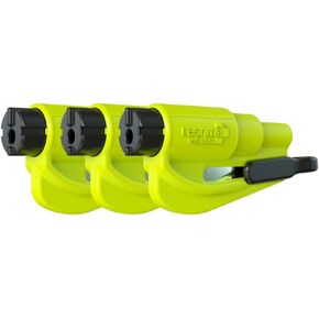 resqme Family Pack of 3, The Original Emergency Keychain Car Escape Tool, 2-in-1 Seatbelt Cutter and Window Breaker, Made in USA, Compact Safety Hammer- Yellow Neon