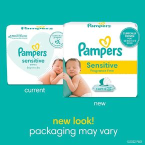 Pampers Sensitive Baby Wipes - 192 Count, Water Based, Hypoallergenic and Unscented (Packaging May Vary) (Pack of 2)