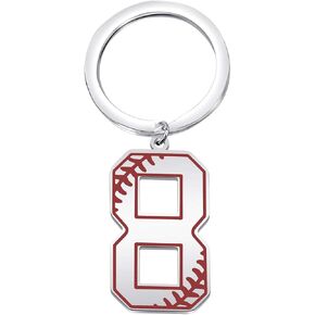 FAADBUK Baseball Initial Keychain Baseball Lucky Number Jewelry Baseball Jersey 0-9 Inspiration Pendant Keychain (Baseball 4 K-S)