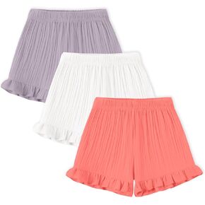 DREAM BUS 3 Pack Baby Girls Shorts Toddler Summer Casual Shorts Cotton Toddler Girls Ruffled Shorts Newborn Infant Bloomers