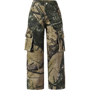 SOLY HUX Toddler Girl's Y2K Wide Leg Camo Pants Streetwear Cargo Jeans Casual Denim Pants