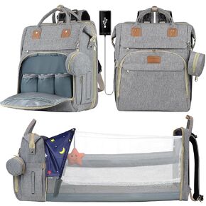 Diaper Bag Backpack for Mom and Dad, Large Capacity Baby Travel Bag with USB Charging Port, Waterproof Foldable Baby Bag for Boys and Girls, Stylish Maternity Backpack for Travel & Hospital， Black