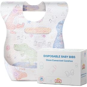 KIIS Disposable Baby Bibs for Travel - Paper Bibs for Infant, Toddlers & Kids - Travel & Daycare Essentials, 20 Count