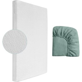 Mini Crib Mattress, 2-Stage Dual Firmness with High Density Support Foam and Cooling Gel Memory Form, 38 x 24inch Mini Mattress for Crib with Ultra-Soft Jacquard Cover, Washable, White