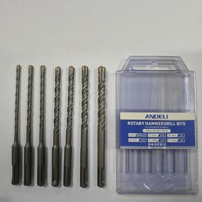 ANDELI SDS-Plus Rotary Hammer Drill Bit Set, 7 Piece Rotary Hammer Drill Bits-Carbide, 6.3" Length, 3/16" to 1/2" Diameter, Rotary Hammer Drill Bits, Concrete Drill Bit Sets, Masonry Drill Bit Sets