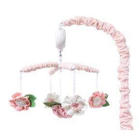 The Peanutshell Crib Mobile for Girls - Pink Musical Baby Crib Mobile with 12 Lullabies, Flower Baby Pink Floral Nursery Decor