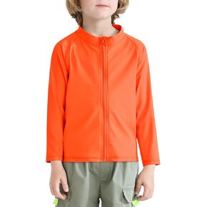 Cooraby Baby Toddler Boys Long Sleeve Rash Guard Swim Shirts UPF 50+ Sun Protection Zip Up Quick-Dry Water Beach Shirts