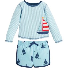 Mud Pie Baby Boy's Children's Sailboat App Rashguard Set 12-18M