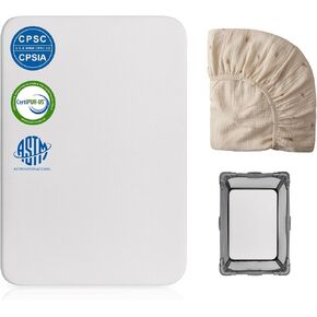 Pack and Play Mattress Pad, 38x26 High Density Foam Pack N Play Mattresses with Ultra-Soft Jacquard Cover, Portable and Machine Washable, White