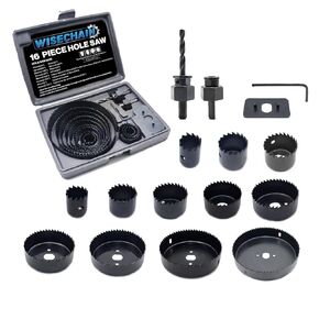 16 PCS Hole Saw Set, 3/4" to 5" (19-127mm), for Soft Wood, Plywood, PVC, Drywall, not for Metal