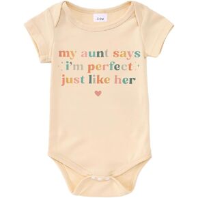 Ritatte Newborn Baby Girl Boy Onesie Infant Auntie's Lil' Dude Bodysuit Romper Unisex Funny Cute Aunt One-Piece Clothes 0-18M