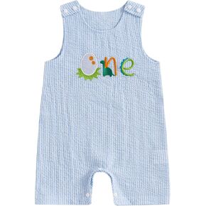 Amiblvowa 1st First Birthday Outfit Boy Baby Sleeveless One Embroidery Romper Jumspuit Smash Cake 1 Year Old Clothes