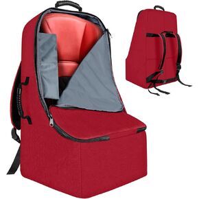 Padded Car Seat Travel Bag for Airplane, Heavy Duty Backpack for Air Travel, Water-Resistant Carrier with Shoulder Strap, Fits Most Car Seats (Black)