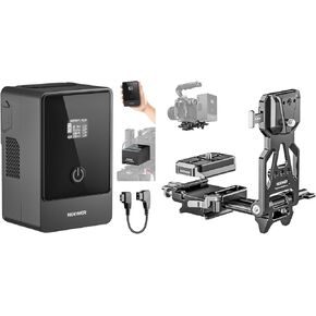 Neewer PS099E Mini V Mount Battery, 6800mAh 99Wh 14.5V Mini V Lock Battery with D Tap Cable/BP/65W PD Type C/USB A/Dual DC/OLED Display for Video Camera, Foldable V Mount Battery Plate Included