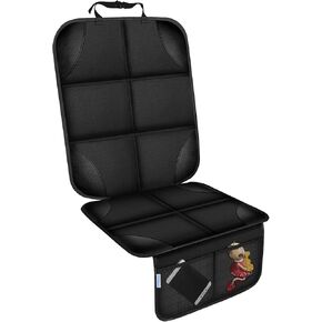 Car Seat Protector, Thick Padding Seat Protector Under Baby Car Seat, 600D Waterproof Non-Slip Fabric Seat Cover for Child and Pet with Pockets (Black 1 pcs)
