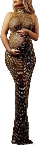 Dedysler Maternity Photography Dontless Sexy Sexy Shiny Rhinestone Photoshoot Dress for Baby Shower in Kuwait