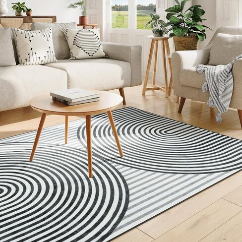Machine Washable 5x7 Area Rugs for Living Room, Non Slip Soft Boho Low Pile Vintage Green Rugs for Bedroom Indoor, Stain Resistant Kitchen Rugs, Large Carpet Rugs for Dining Guest Room(Green,5'x7') in Saudi Arabia