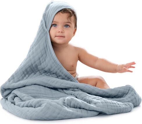 Comfy Cubs Hooded Baby Towel 2-Pack, Large 32 x 32 Inch - 6 Layer 100% Muslin Cotton for Babies, Toddlers, Kids - Soft & Absorbent Baby Bath Towels - Unisex Design for Bath Time, Mauve and Blush in Saudi Arabia